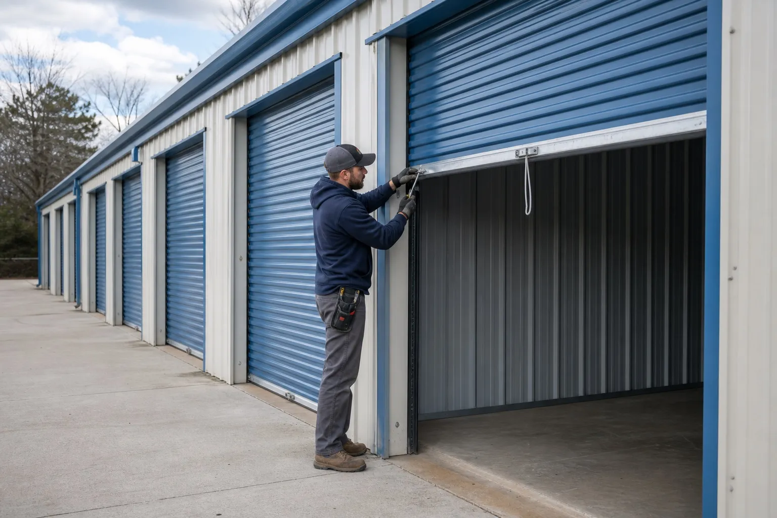 Twenty-two roll-up doors adjusted and four replaced