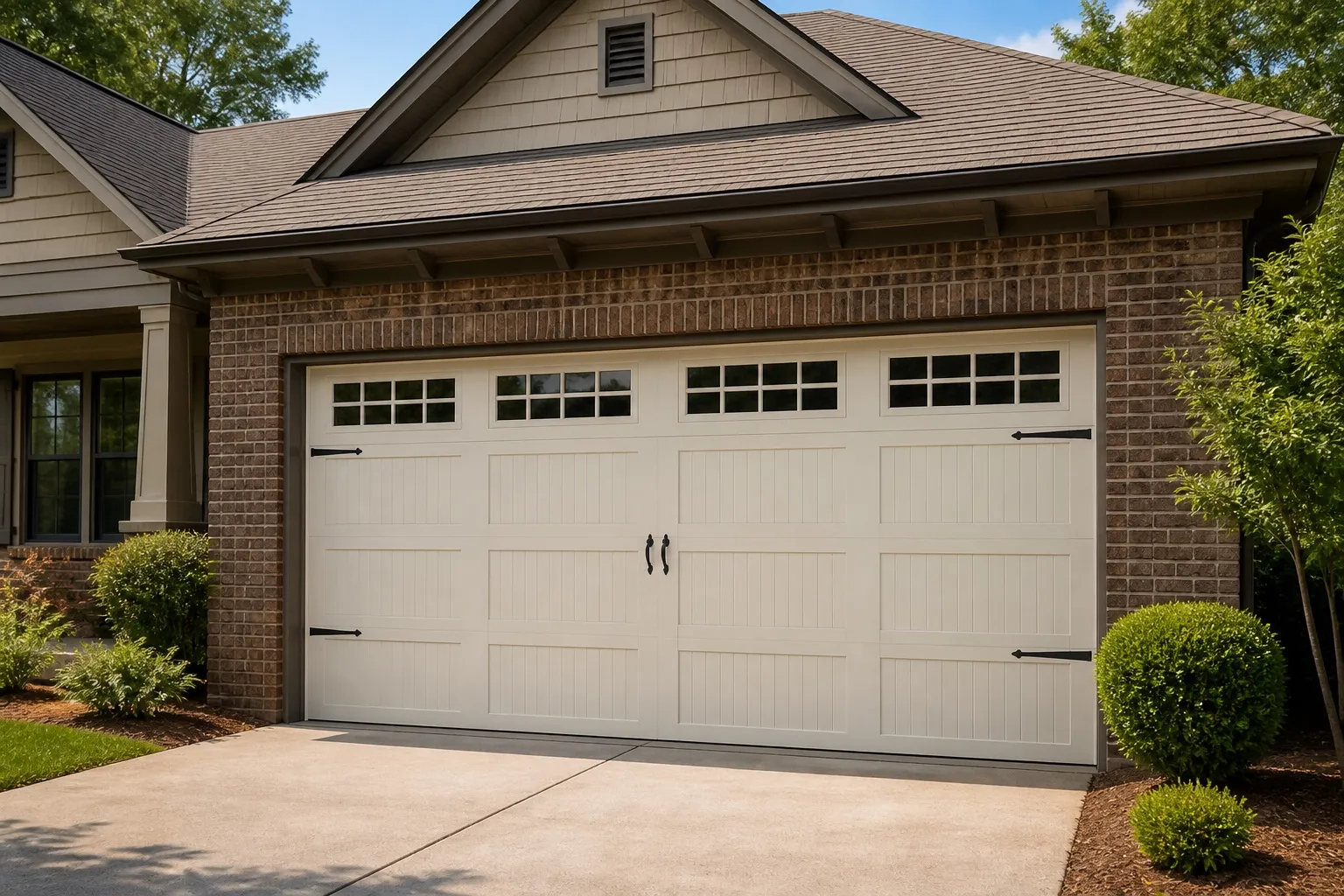 Carriage-house style garage doors on a craftsman home